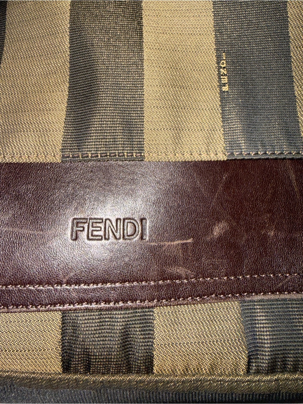 Vintage Fendi Striped Canvas and Leather Shoulder Bag - Picture 8 of 9